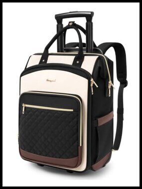 Rolling Backpack for Women Travel Laptop Backpack with Wheels Water Resistant